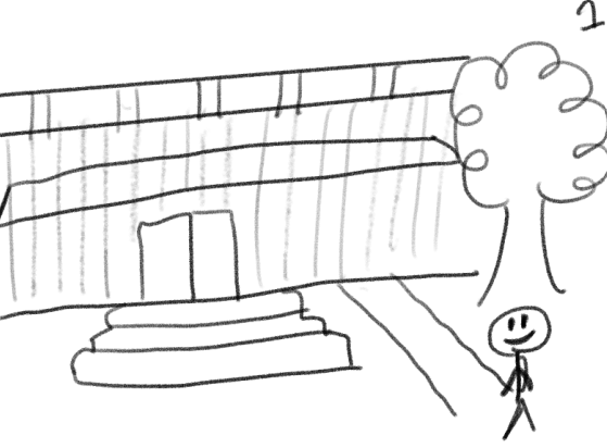 Frame 1 - Emerson rushes into the library